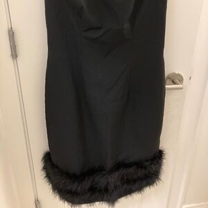 Black dress with faux fur trim